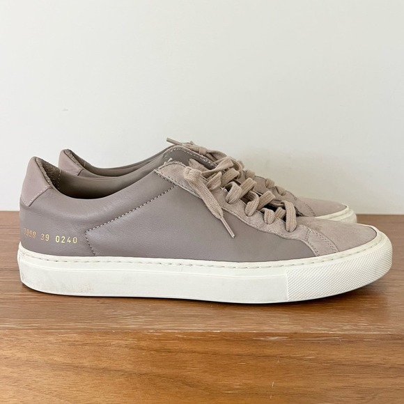 Women's Taupe Leather Sneakers - Picture 2 of 10